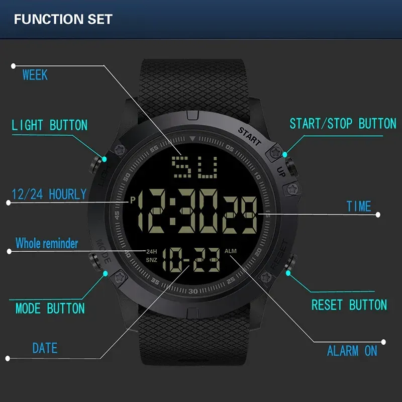 LIUYANGTIAN Y08 Men Sports Watch Multifunction Military Men's Sports Watch Waterproof Luminous LED Digital Electronic Wristwatch for Kid