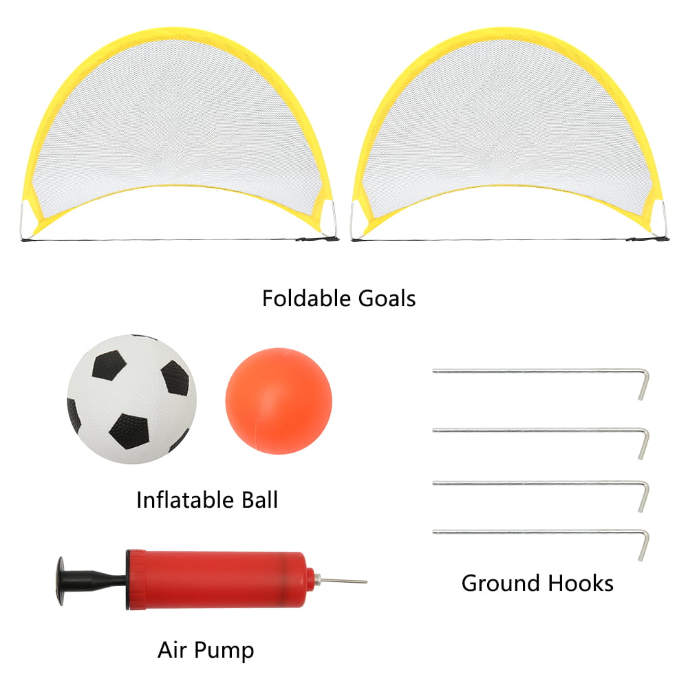 Willstar 2Pcs Football Goals Playmaker Portable Lightweight Goal Set for Training and Pickup Games Sports，Foldable Dome Shaped Goals with Inflatable Ball and Air Pump Easy Storage and Carry