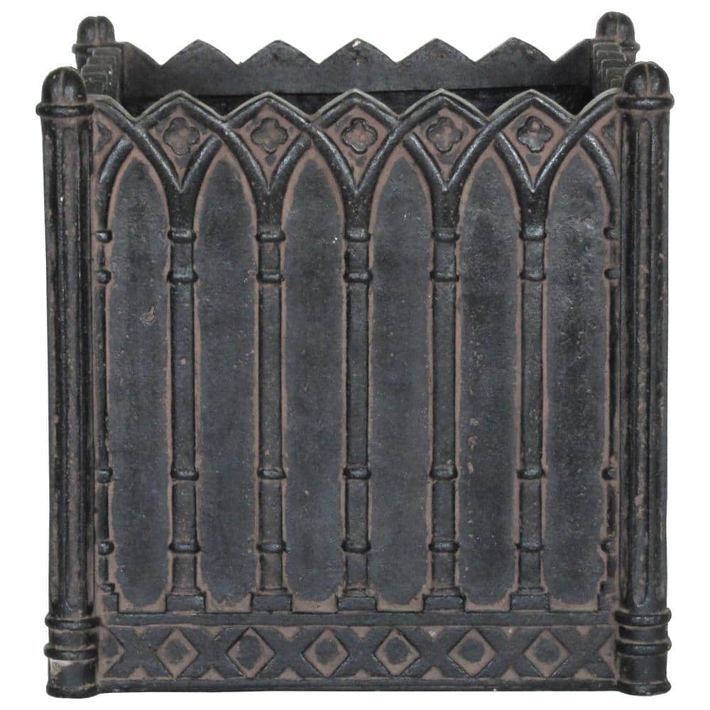 MPG 16 in. Square Charcoal Cast Stone Fiberglass Column Planter PF6292AC