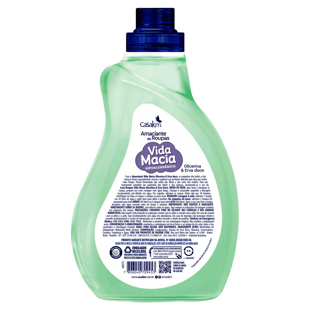 Kit Amaciante de Roupa + Lava-Roupa Glicerina & Erva-Doce Vida Macia 1L Cada