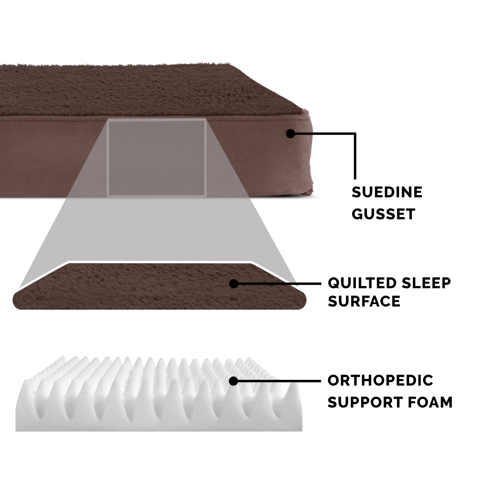 FurHaven Pet Dog Bed | Deluxe Orthopedic Terry Fleece Mattress Pet Bed for Dogs and Cats， Espresso， Jumbo