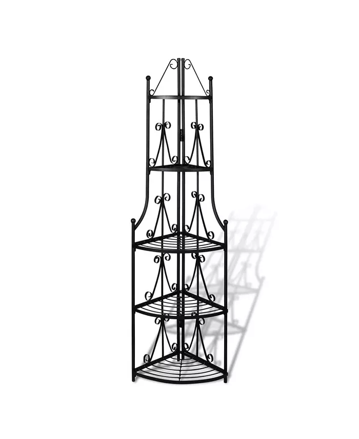 vidaXL Corner Plant Rack Black 14.2