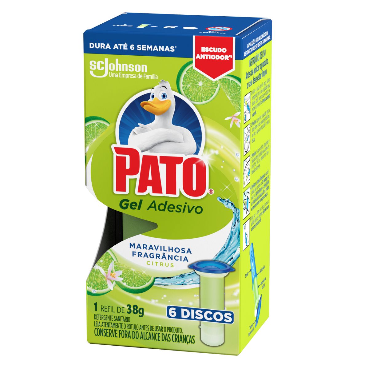 Desodorizador Sanitario Pato Gel Adesivo Citrus Refil 6 Discos