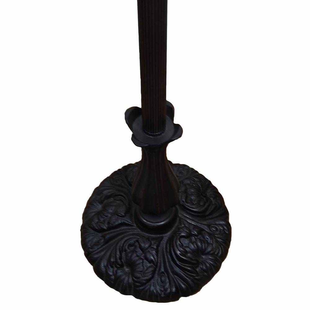 HomeRoots 478087 62 in. Traditional Shaped Floor Lamp with White Stained Glass Bowl Shade, Brown