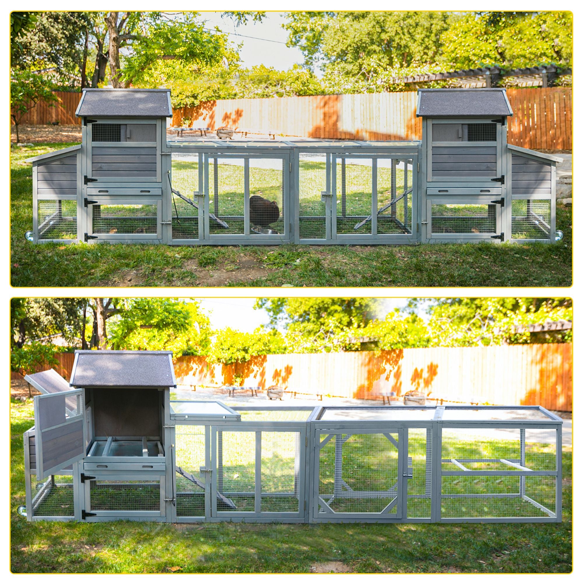 Morgete Wood Chicken Coop with Wheels Large Hen House for 4 Chickens