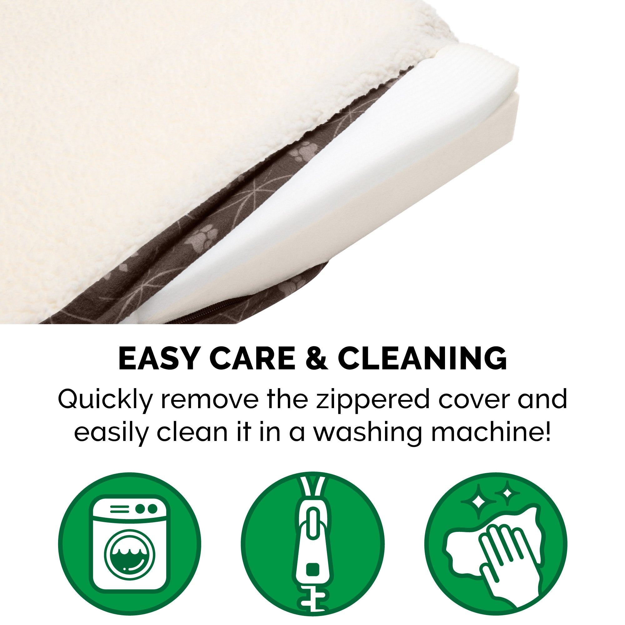 FurHaven Pet Dog Bed | Deluxe Memory Foam Faux Sheepskin and Flannel Paw Decor Print Mattress Pet Bed for Dogs and Cats， Dark Espresso， Small