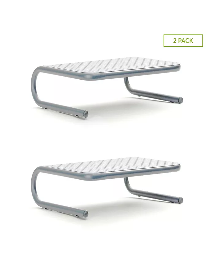 Mind Reader Metal Monitor Stand， 2-Pack， Silver