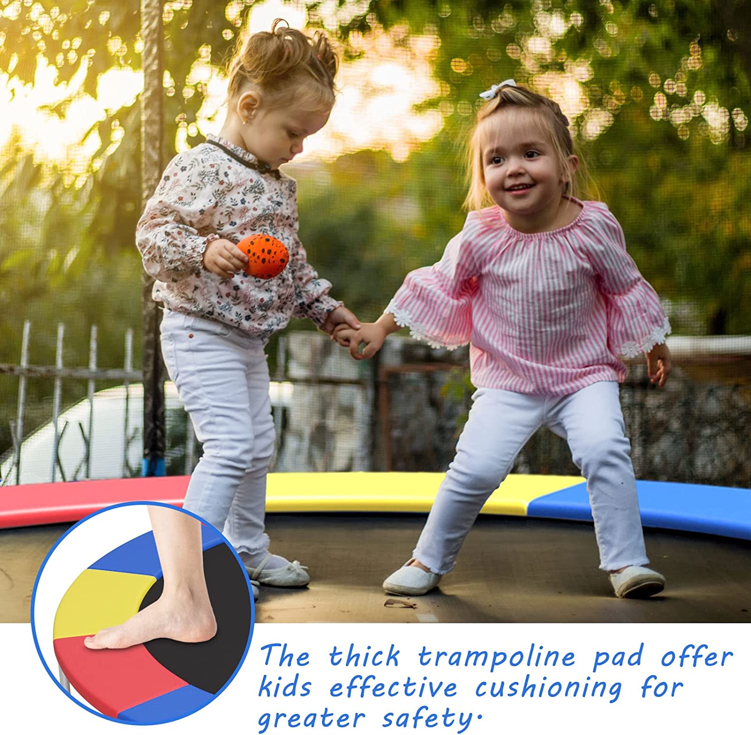 8Ft Trampoline Pad， Tear-Resistant Edge Cover Springs Protection Pad， All Weather Replacement Trampoline Safety Pad