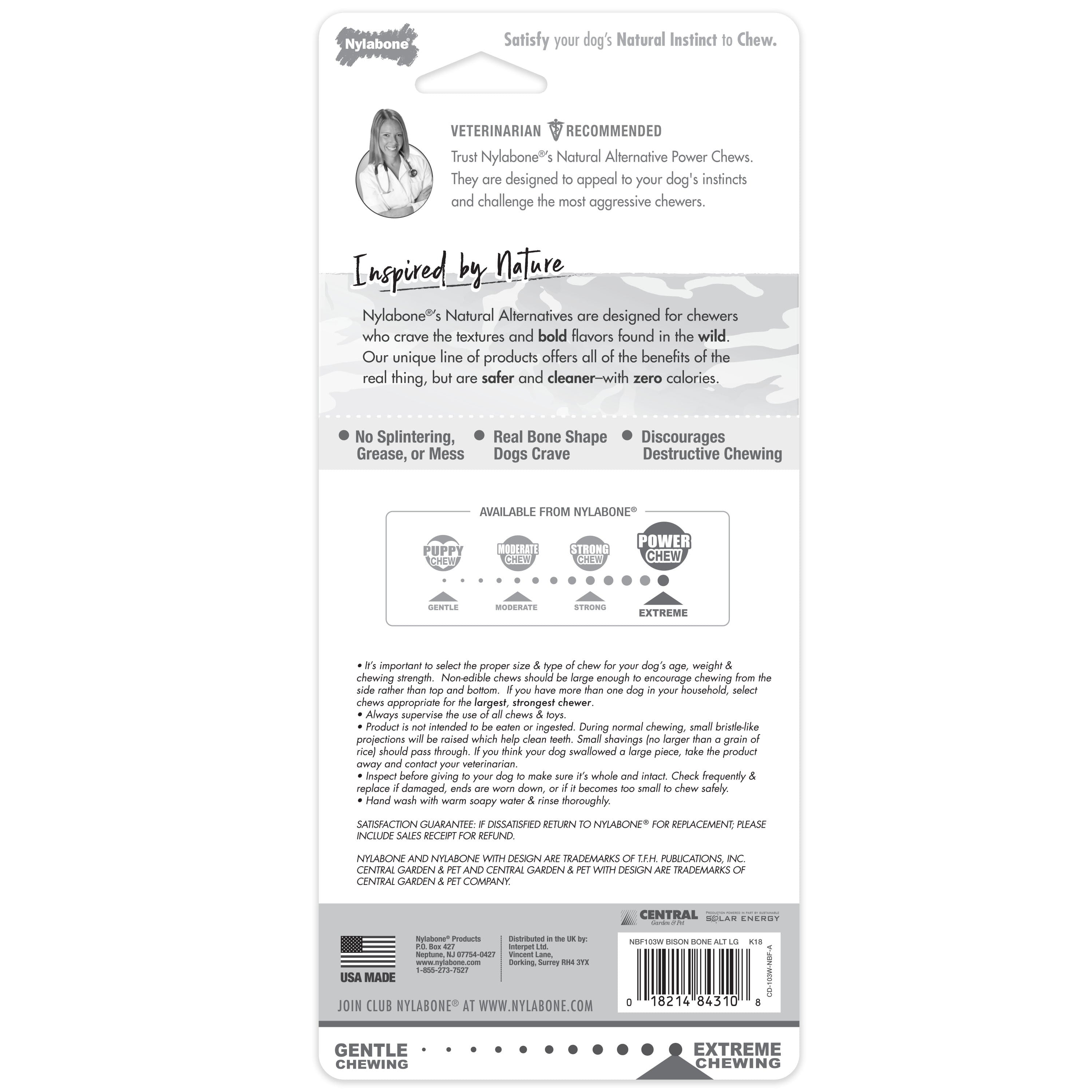 Nylabone Power Chew Bison Bone Alternative Nylon Dog Chew Toy - Up to 50 lbs.