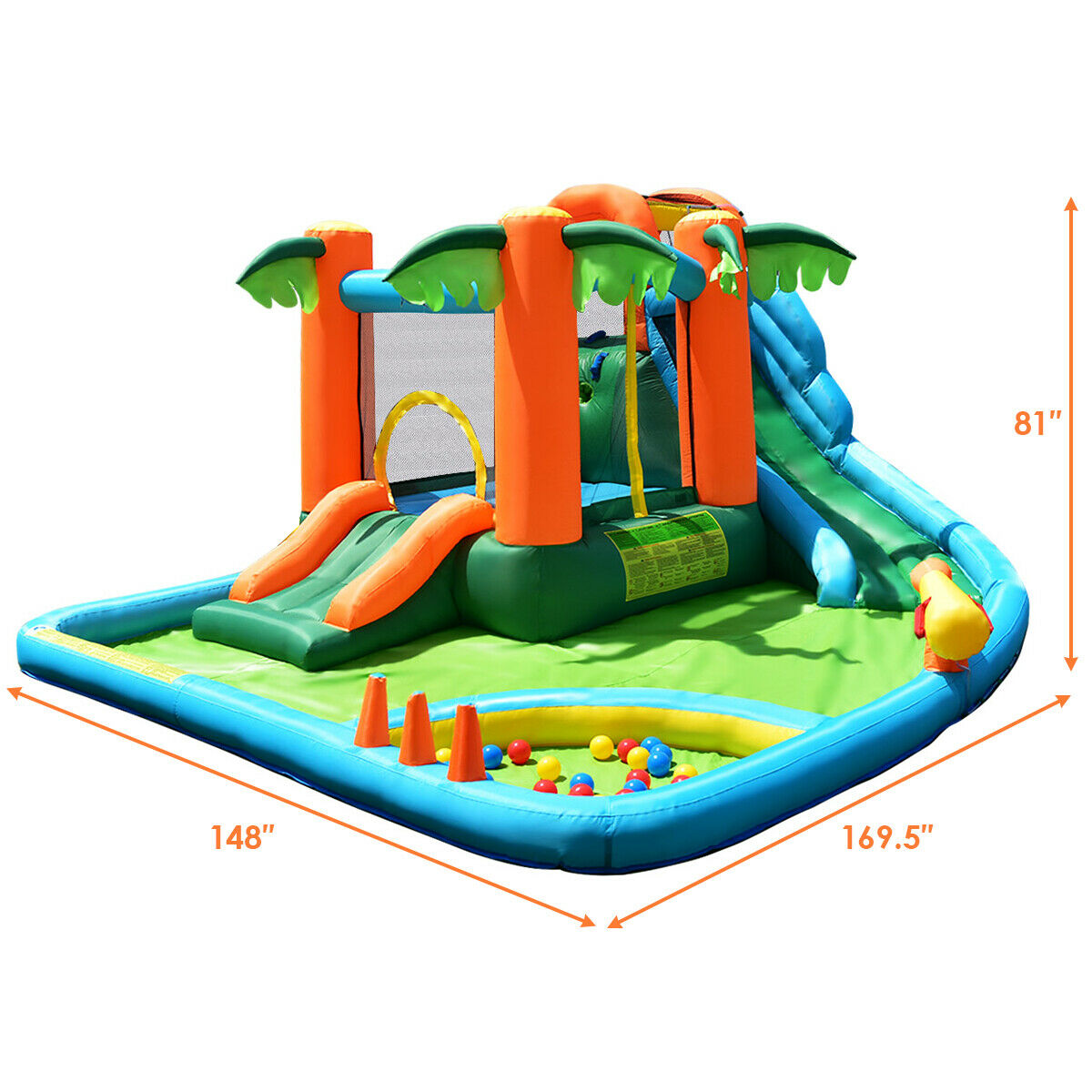 Gymax Inflatable Bounce House Jump Bouncer Kids Water Park Splash Play Center w/Blower