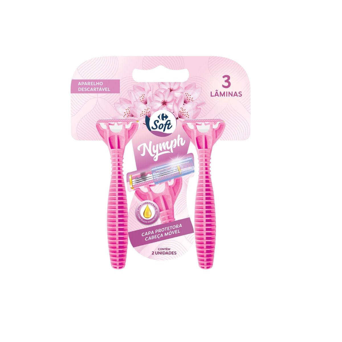 Aparelho de Depilar Descartavel Carrefour Soft Nymph 3 Laminas 2 unidades
