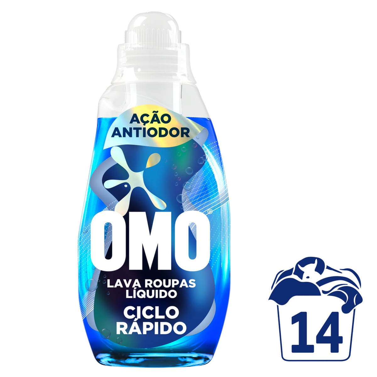 Lava Roupas Liquido Ciclo Rapido OMO Acao Antiodor 750ml