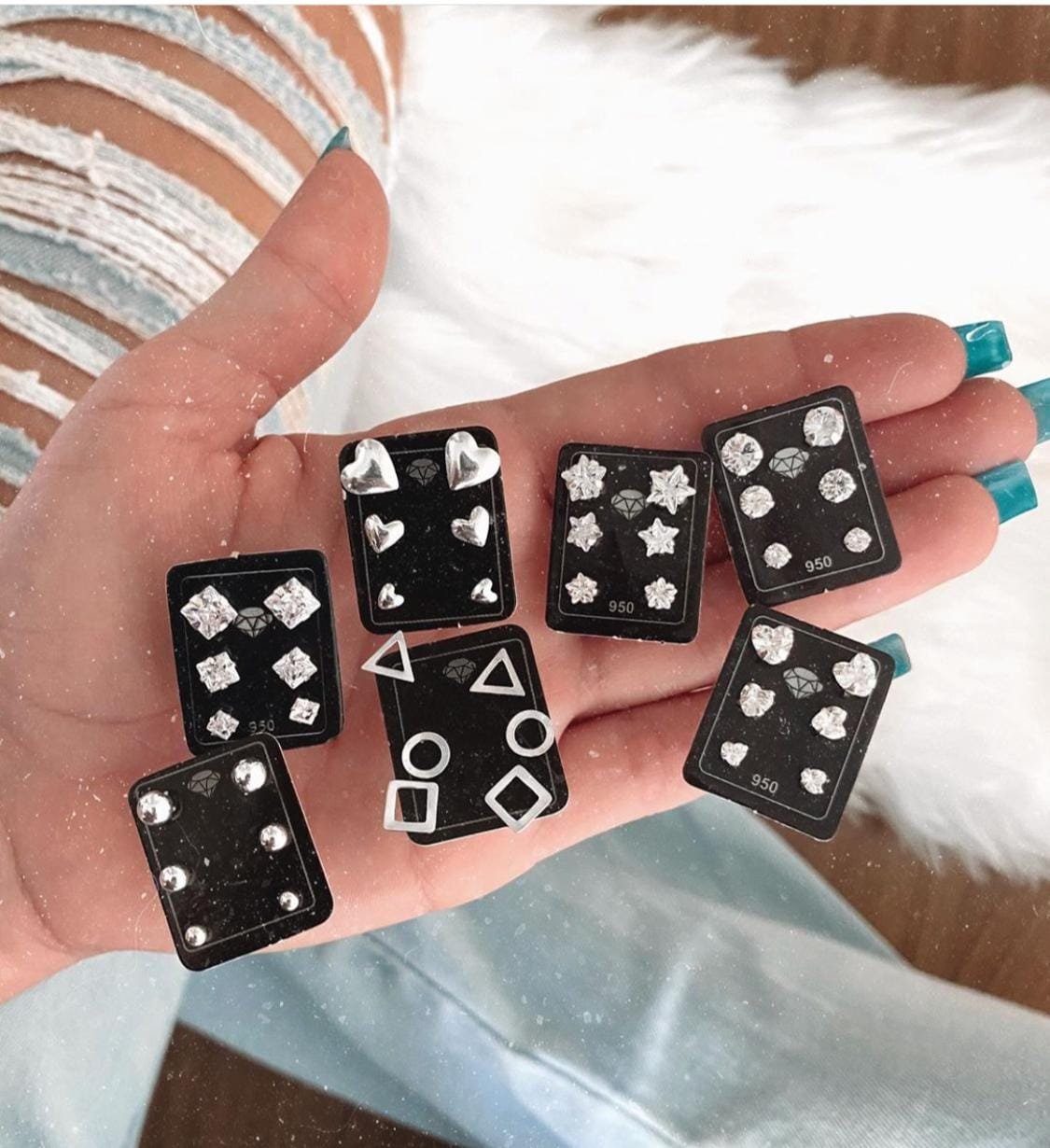 Trio de Brinco Estrela em Zircônias