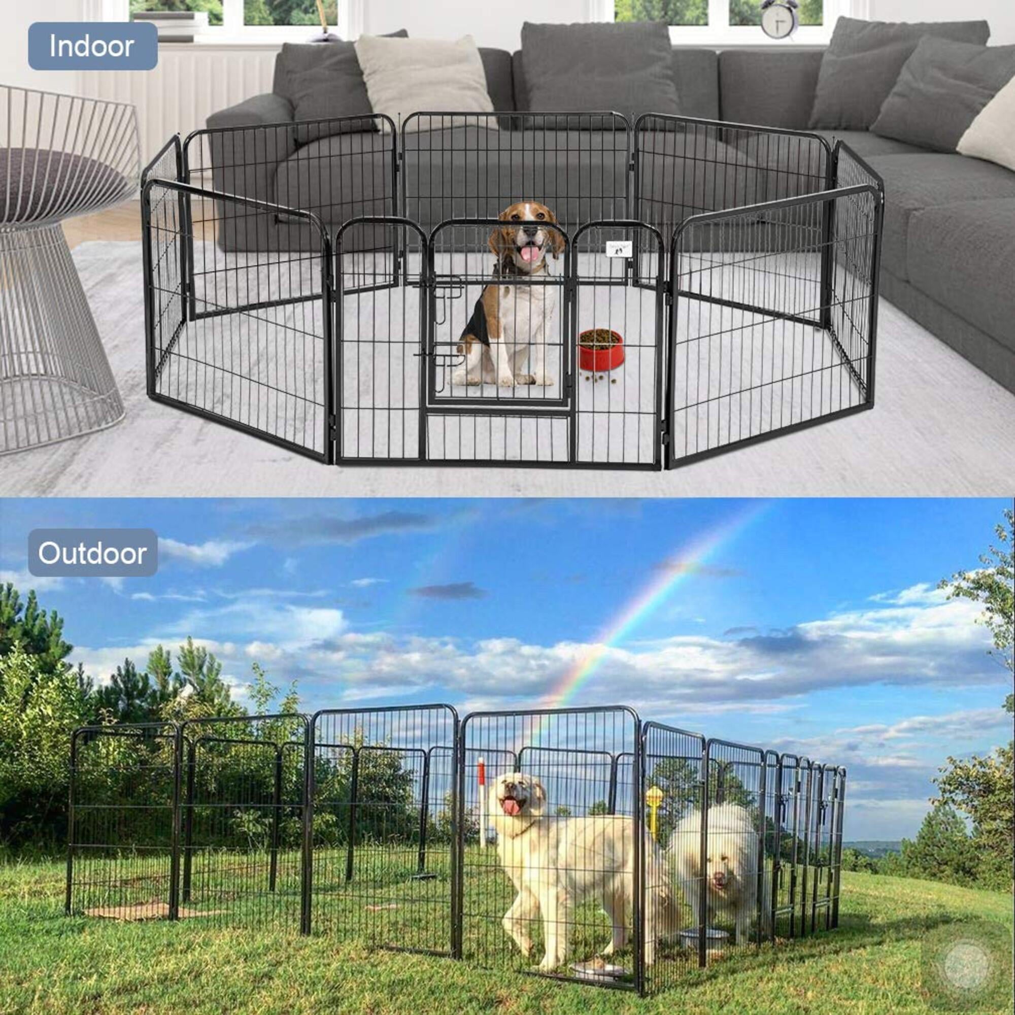 Semiocthome Portable Pet Playpen Outdoor Foldable Metal Fence for Puppy Dog 16 Panels，25