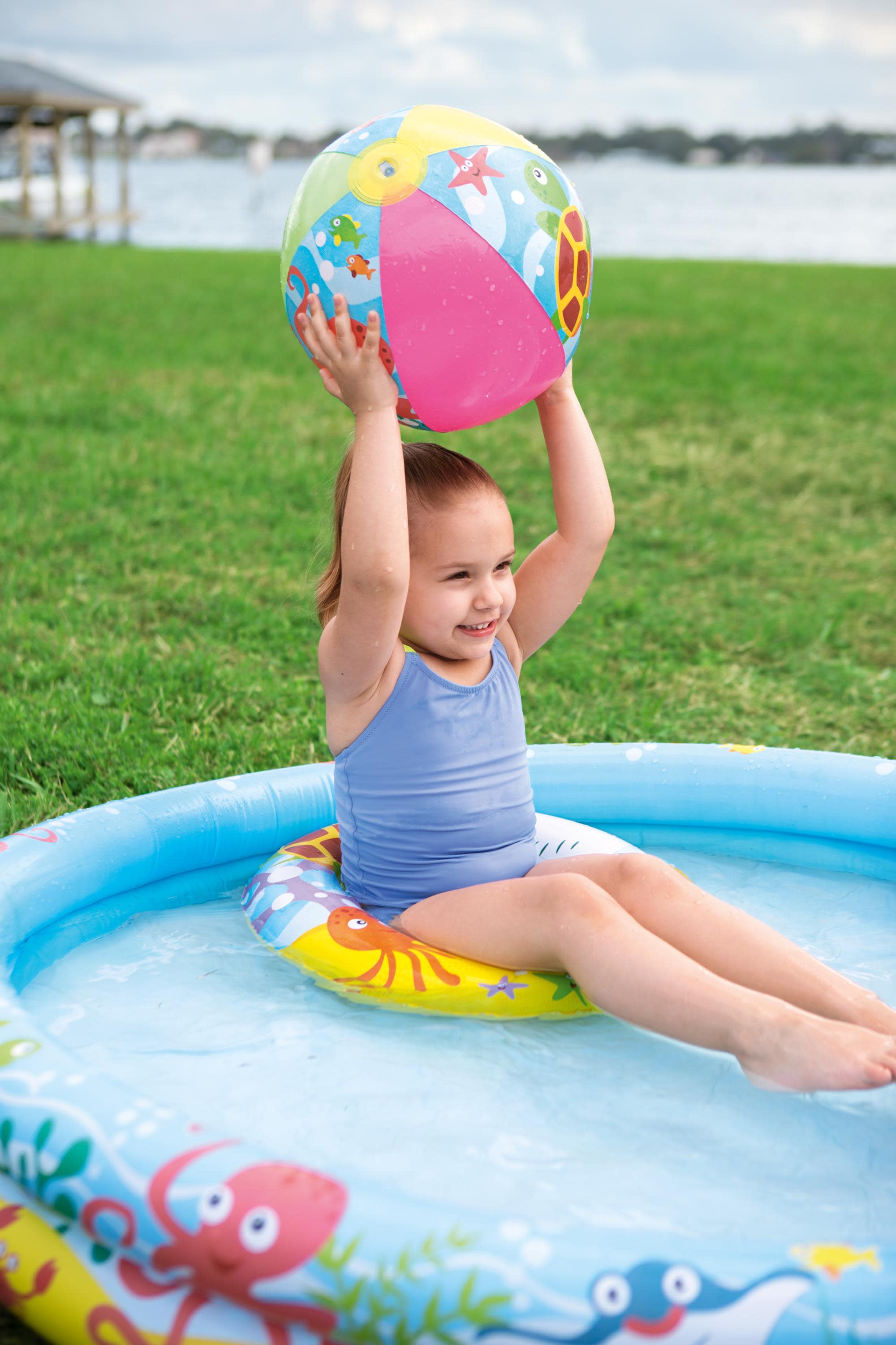 H2OGO! 48in. Inflatable Circle Baby Pool with Beach Ball and Swim Ring