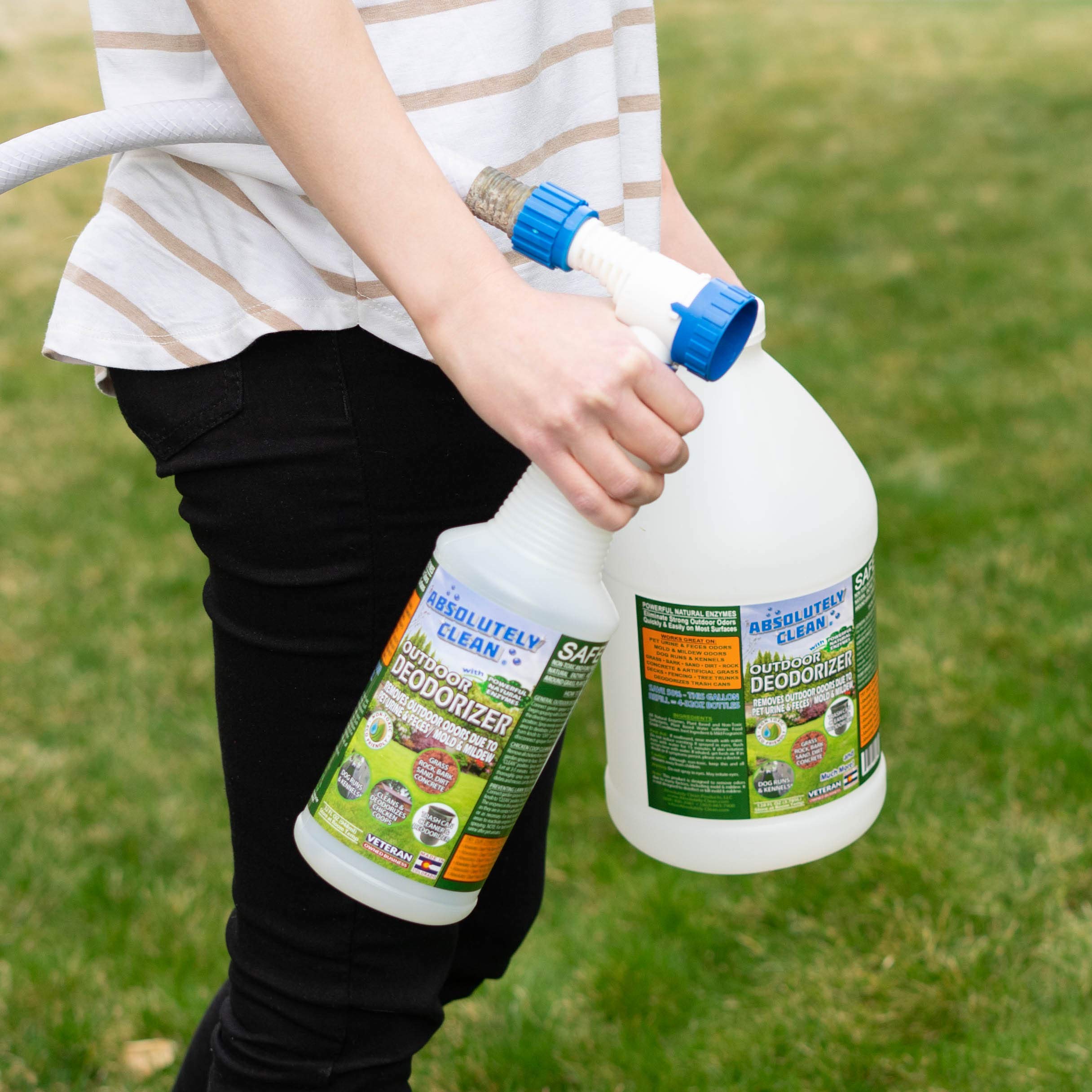 Amazing Outdoor Deodorizer - Natural Enzyme Formula - Just Spray and Walk Away - Grass， AstroTurf， Dog Runs， Patios， Decks， Fences and More - Prevents Lawn Yellowing - USA Made - Vet Approved