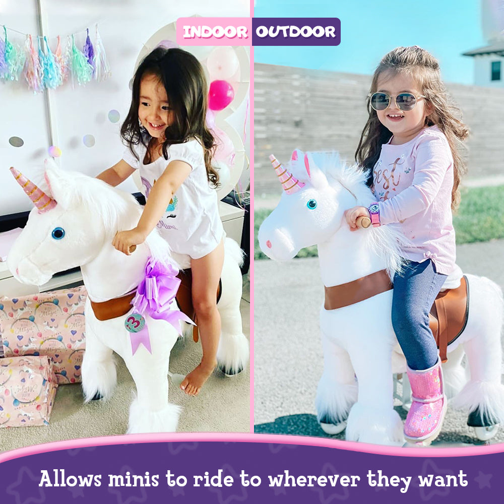 PonyCycle Ride on Unicorn toy for Children Age 4-8 White