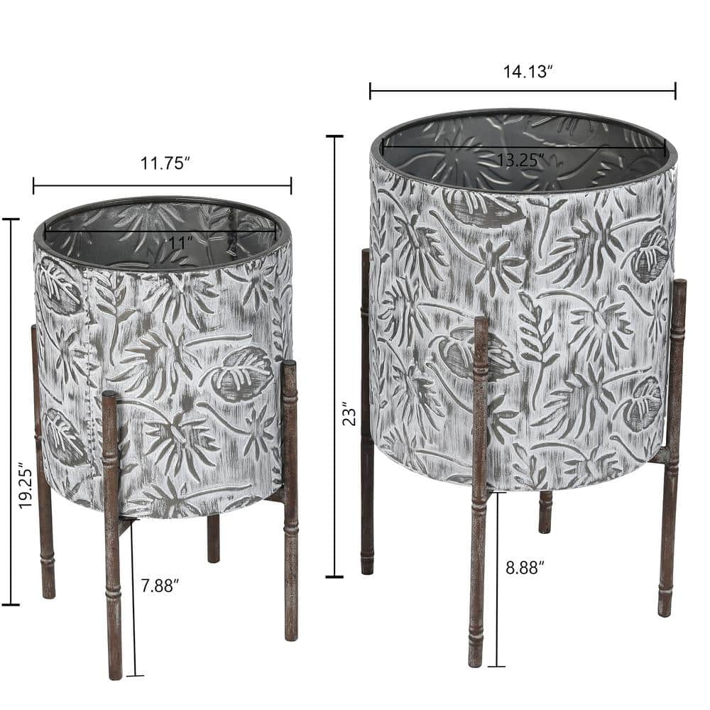 Luxen Home White/Black Metal Cachepots (2-Pack) WHPL1317