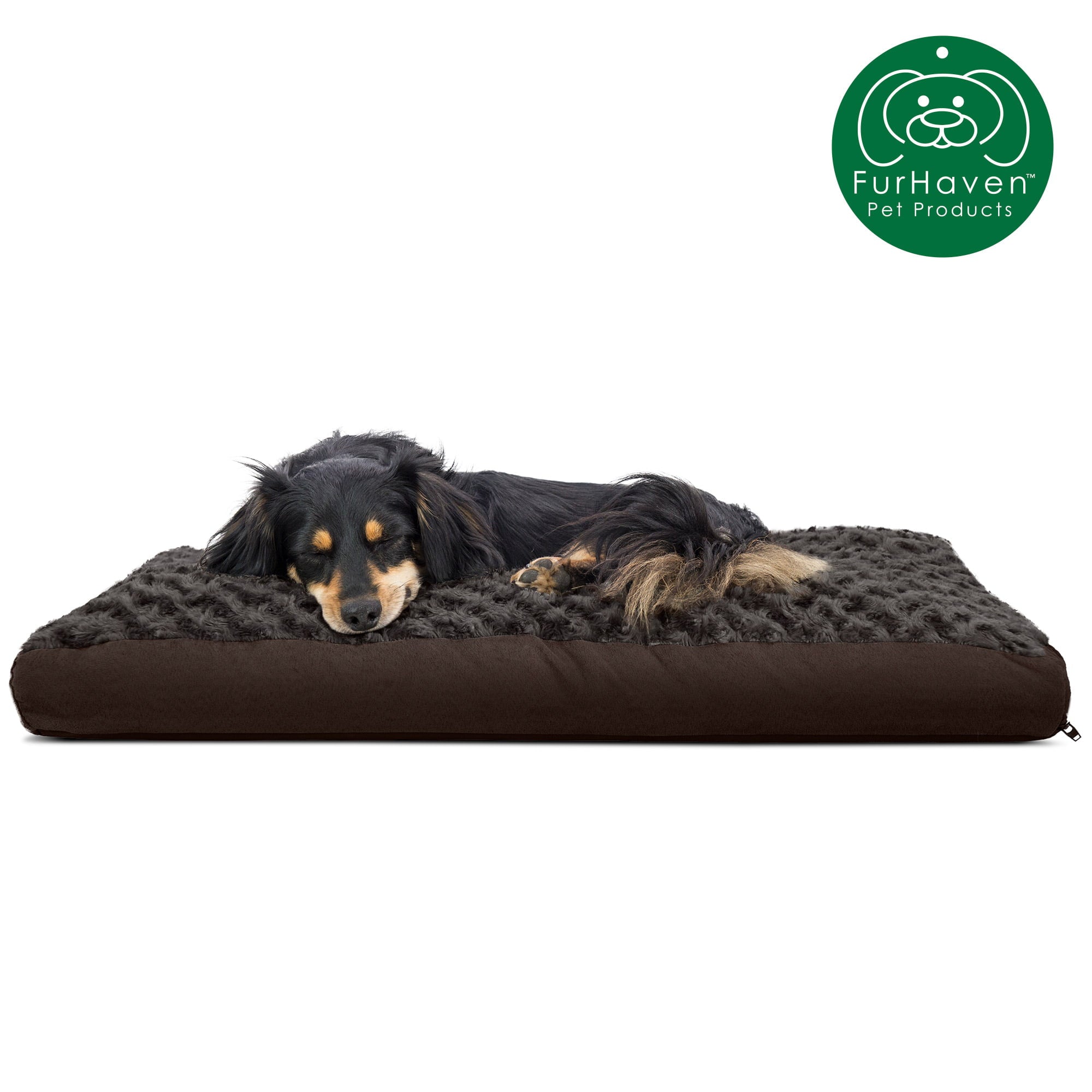 FurHaven Pet Products | Deluxe Plush Pillow Pet Bed for Dogs and Cats， Chocolate， Medium