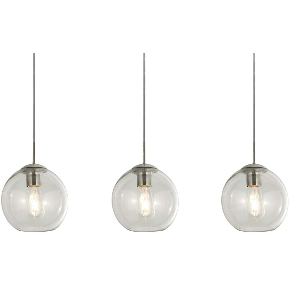 Searchlight 1623-3CL Chrome & Clear Glass Dome Retro 3 Lamp Bar Pendant