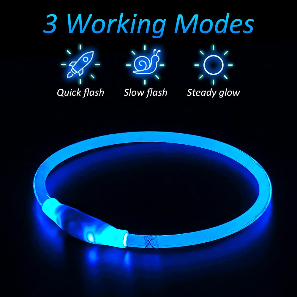 Light up LED Dog Collar - TPU Cuttable Glowing Puppy Cat Collar for Night Dog Walking