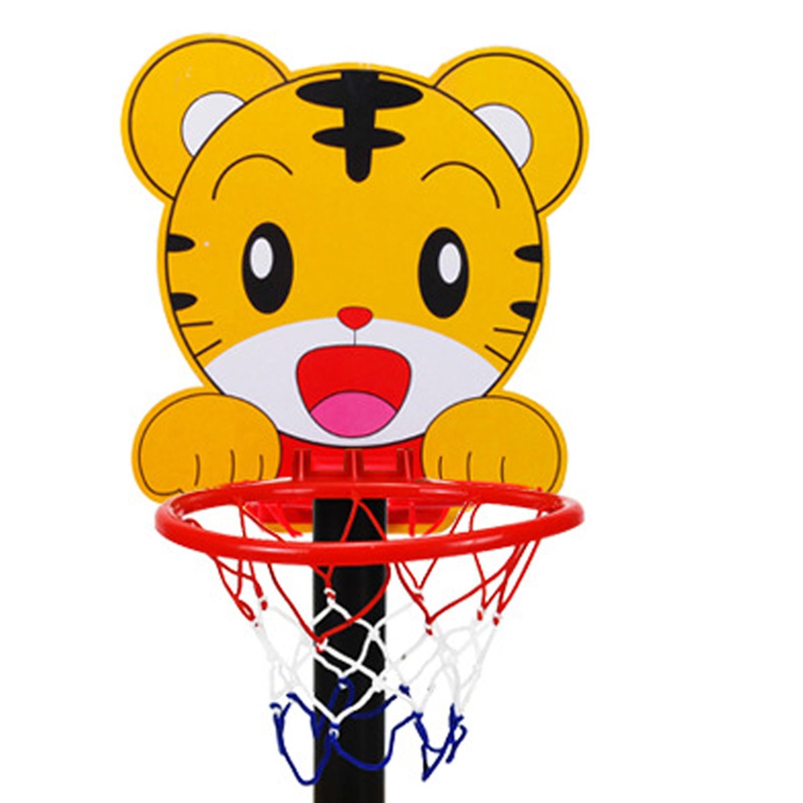 Portable Basketball Hoop Stand Adjustable Game Animals with Ball Pump Sport Board with Net for Kids Adults Boys Outside Birthday Tiger