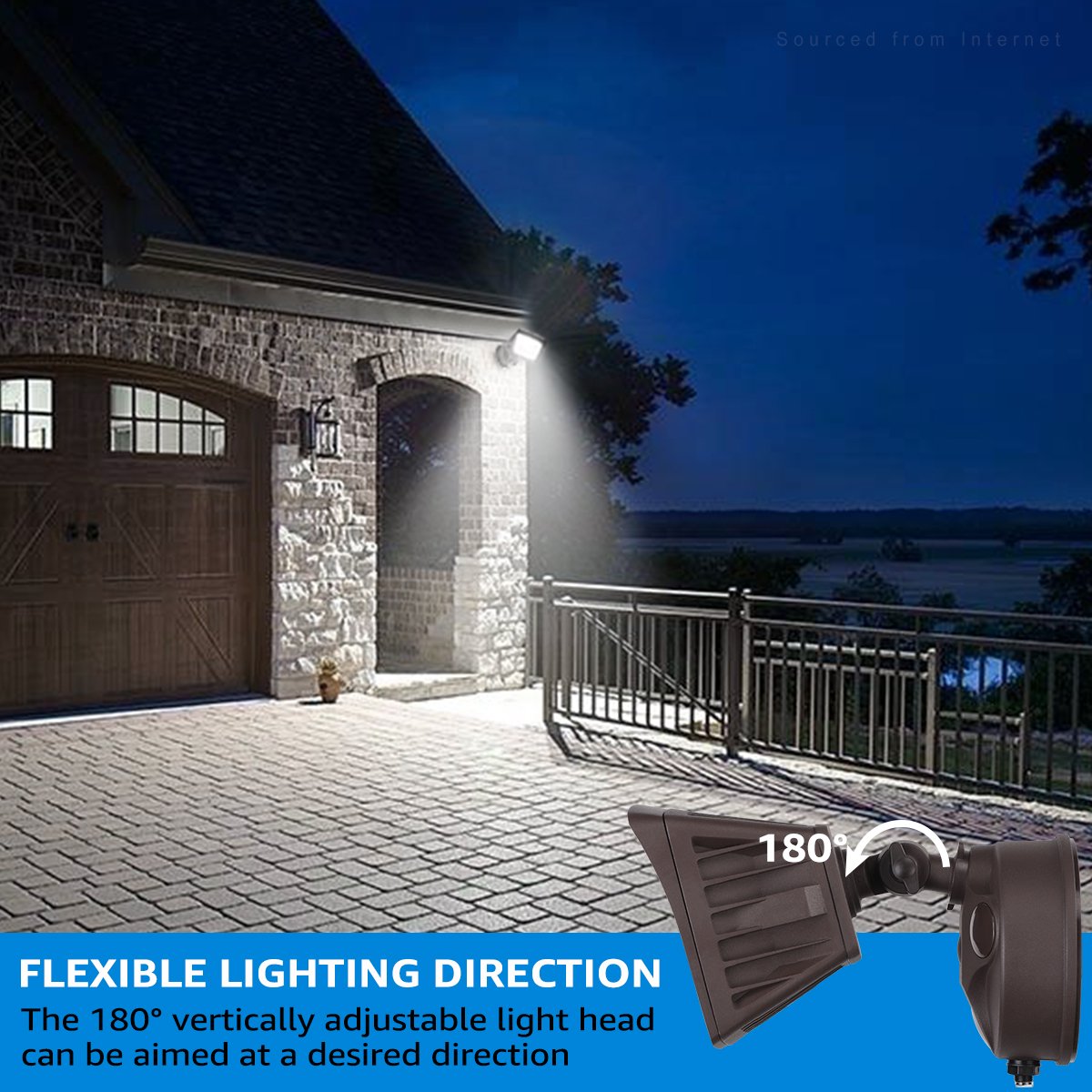 LEONLITE LED Floodlight Outdoor， Dusk to Dawn Waterproof Floodlight， Security Motion Sensor Wall Light， 5000K Daylight， Bronze