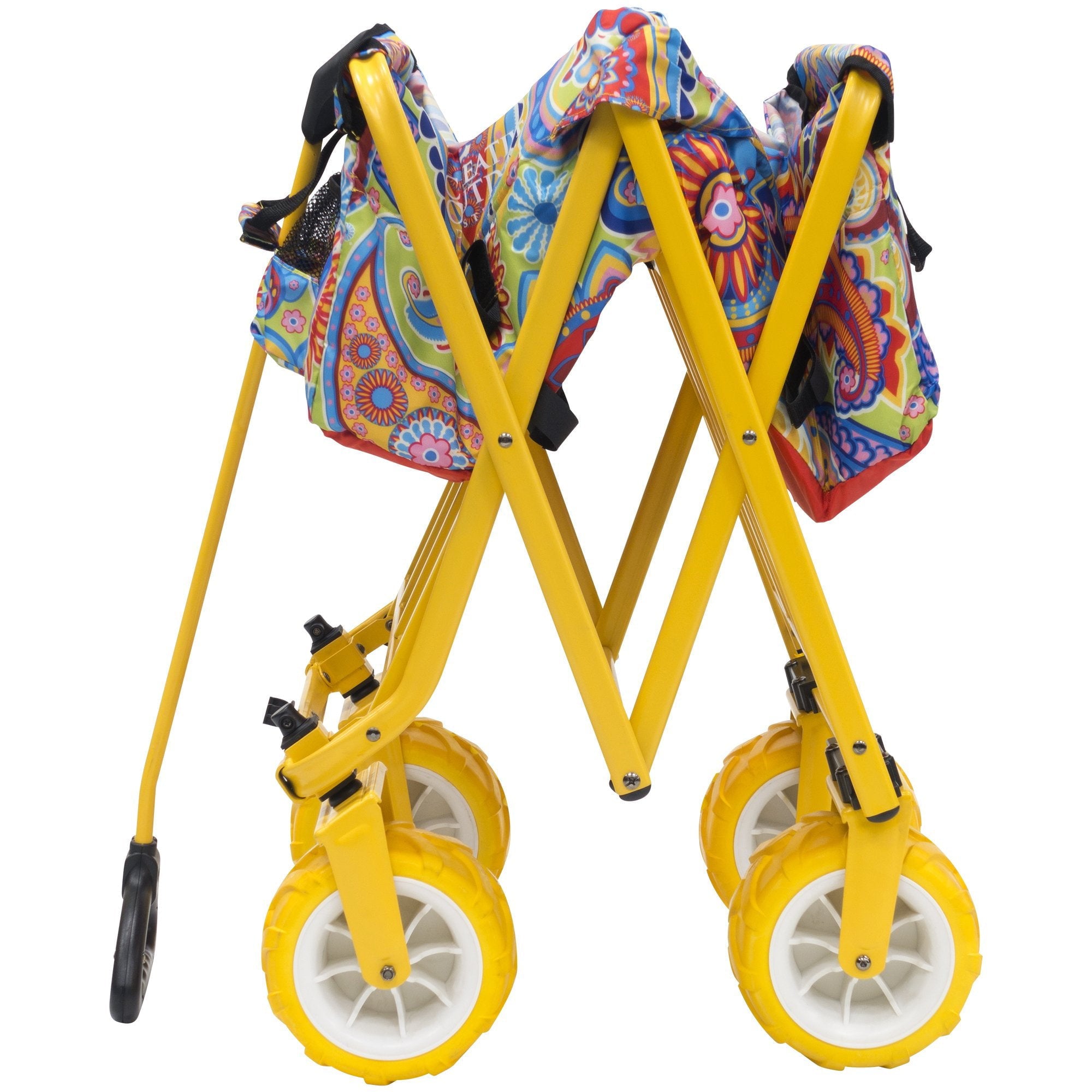 Creative Outdoor Products All-Terrain Paisley Folding Wagon Yellow | Kids and Adults