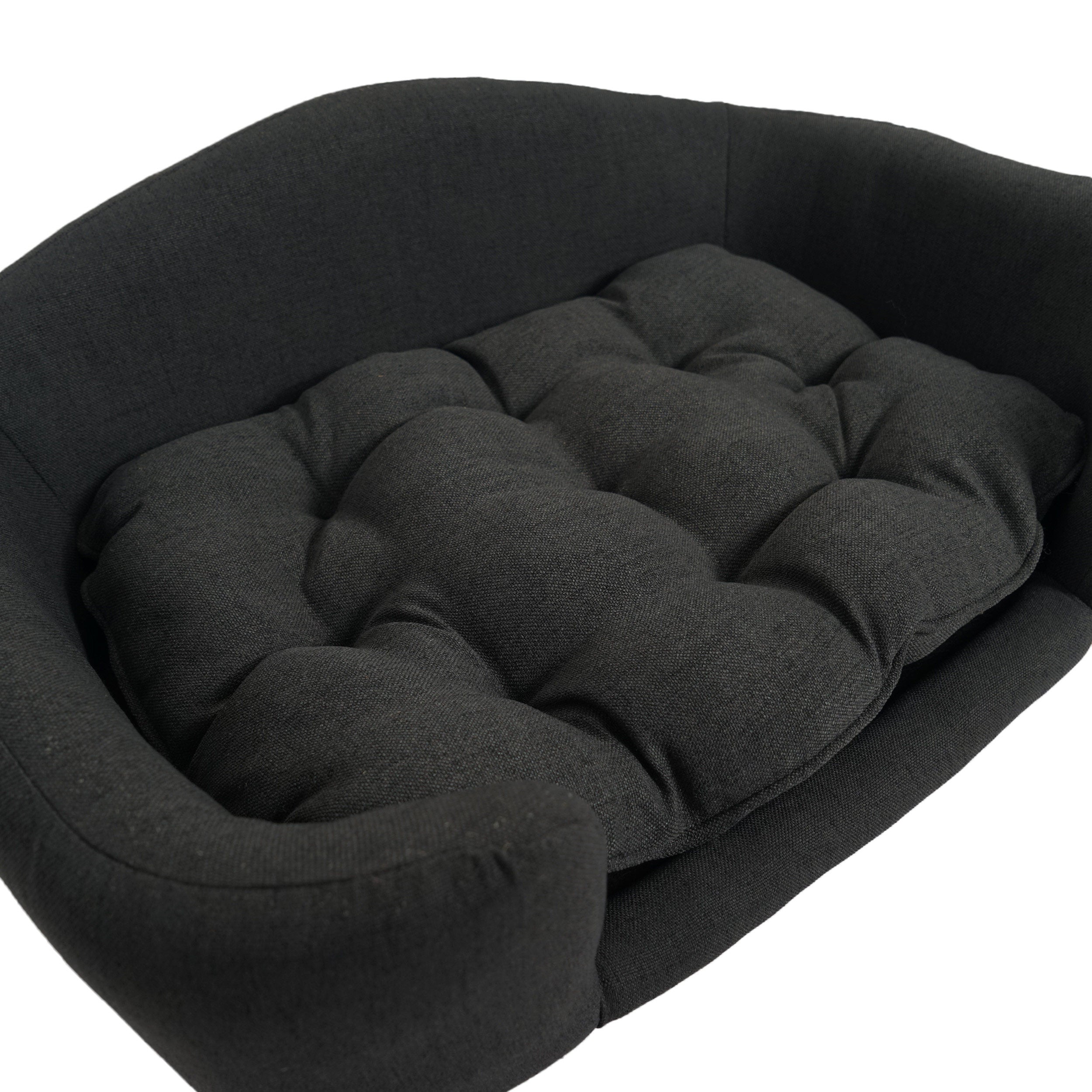 GDF Studio Samuel Mid Century Small Plush Dog Bed， Dark Gray and Natural Finish