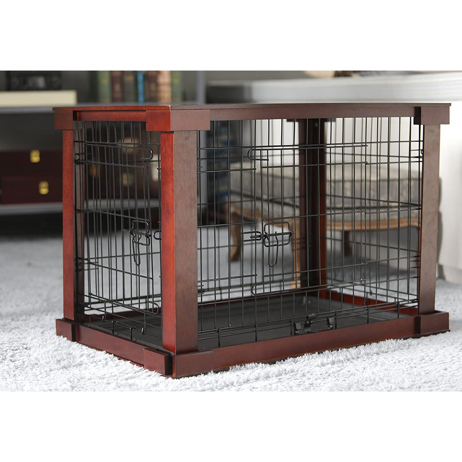 Cage with Crate Cover， Mahogany， Large