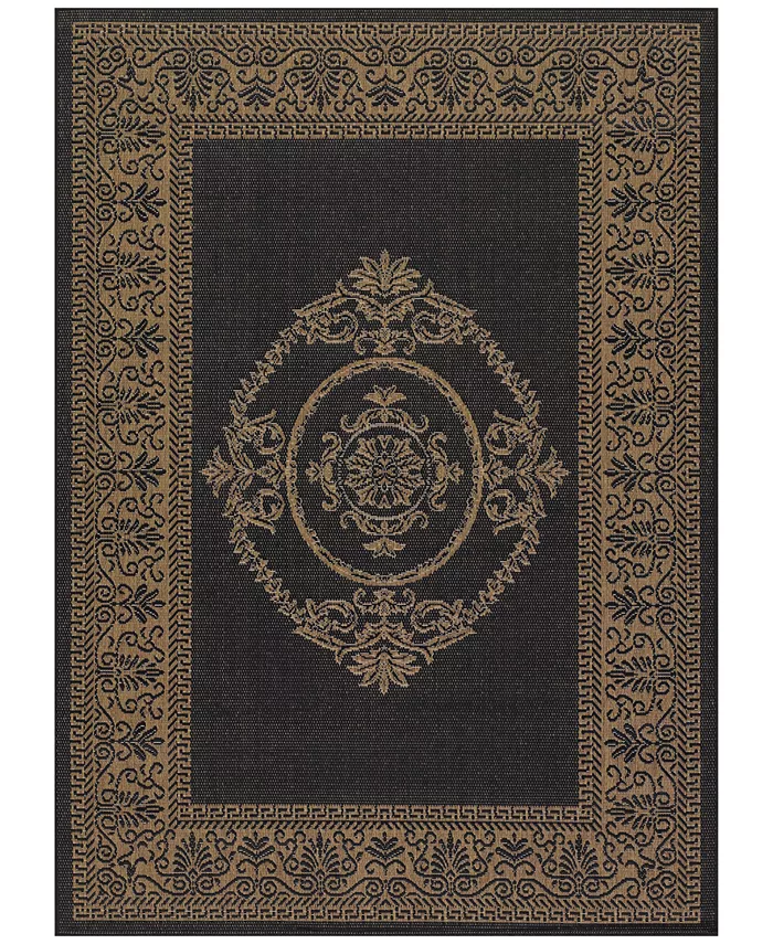 Couristan CLOSEOUT! Recife Indoor Outdoor Antique Medallion Black-Cocoa Area Rugs
