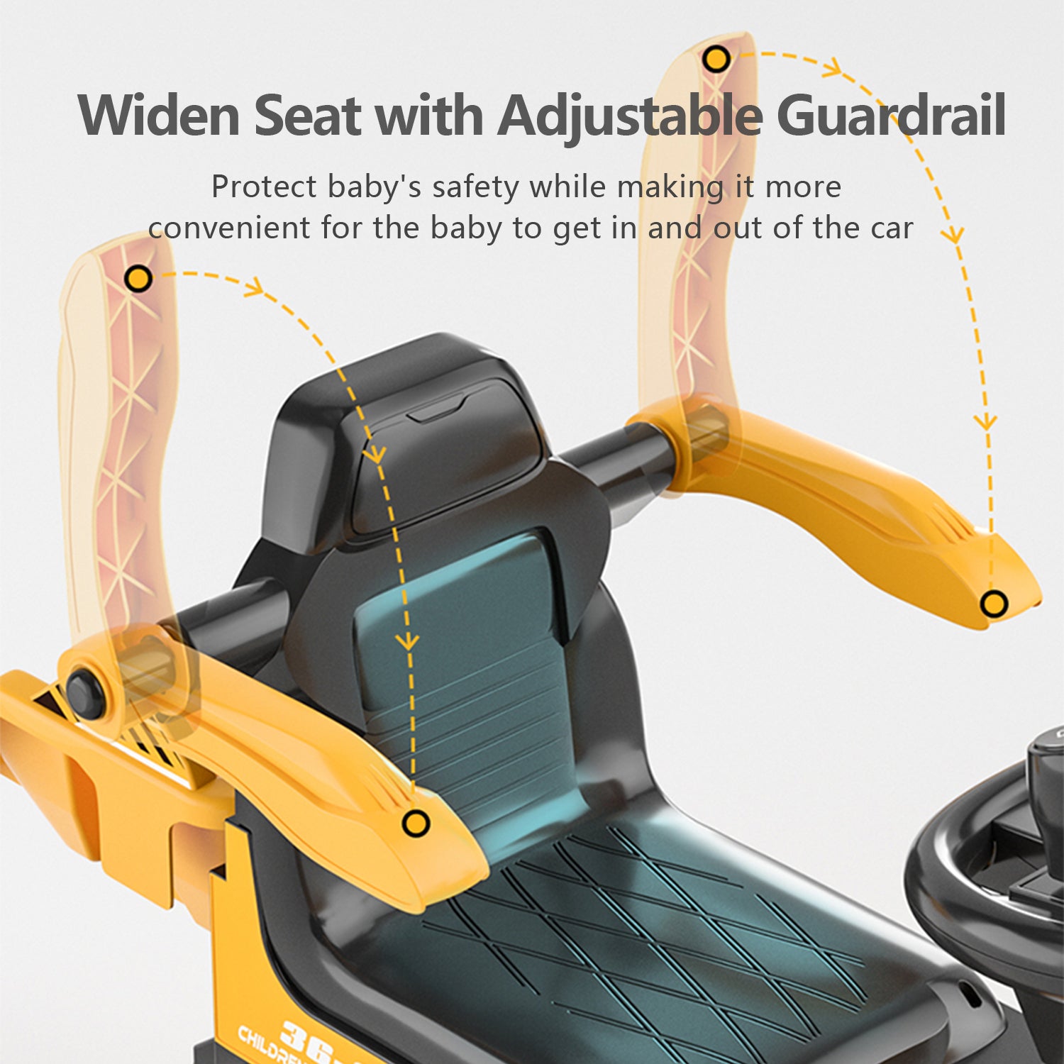 FUNYARD Ride On Excavator Toddler Ride On Toys for Boys W/Safety Helmet， Guardrail， Music and Light， Pretend Play Ride On Construction Vehicles for Kids