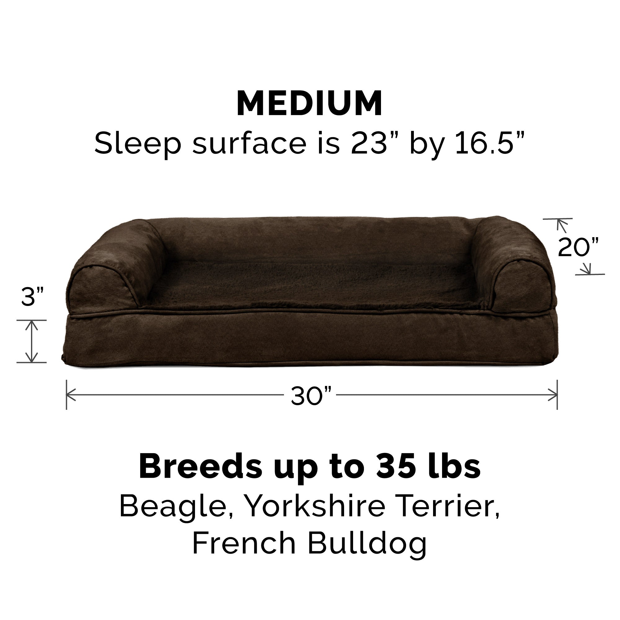 FurHaven Pet Products | Full Support Orthopedic Plush and Suede Sofa-Style Pet Bed for Dogs and Cats - Espresso， Medium