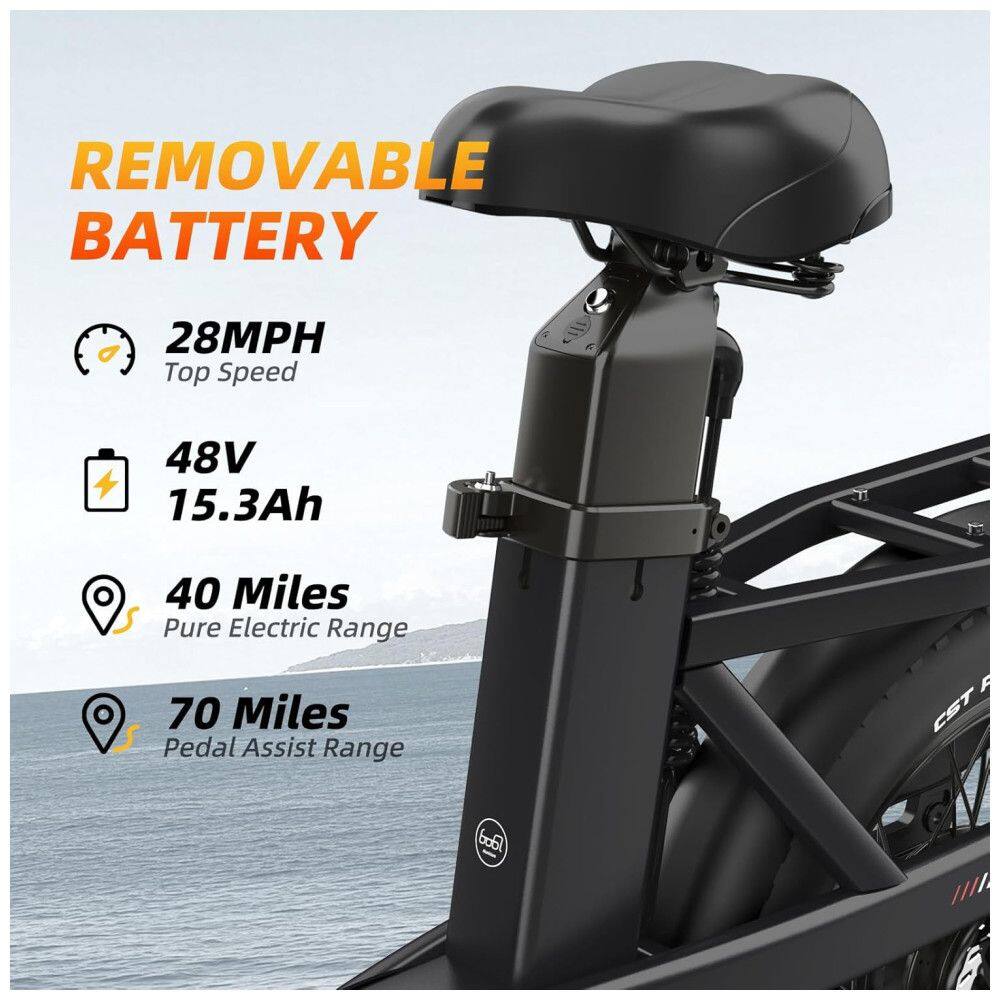 Bicicleta Elétrica Dobrável Baicycle A02 Preta | Motor 1500W, Bateria 48V 15,3Ah, Suspensão Avançada