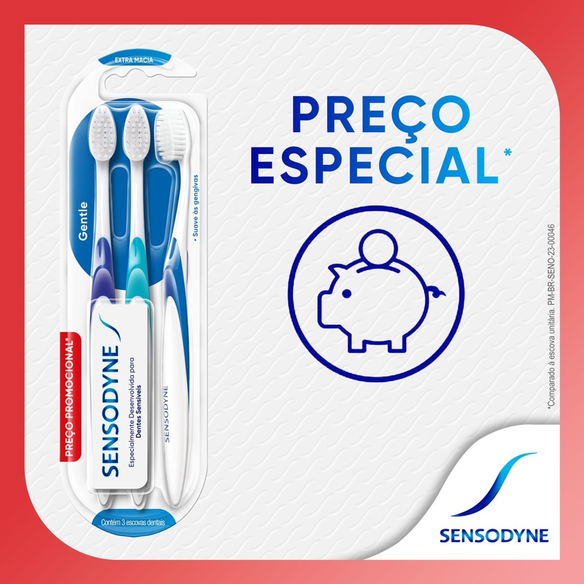 Kit Sensodyne Gentle Escova Dental para Dentes Sensiveis 3 unidades