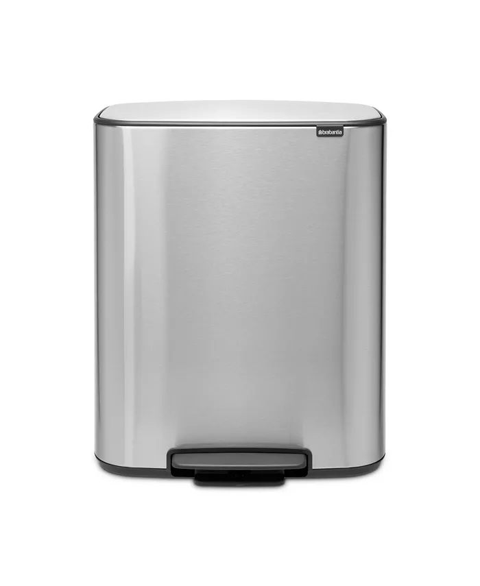 Brabantia Bo Step on Dual Compartment Recycling Trash Can， 2 x 8 Gallon， 2 x 30 Liter