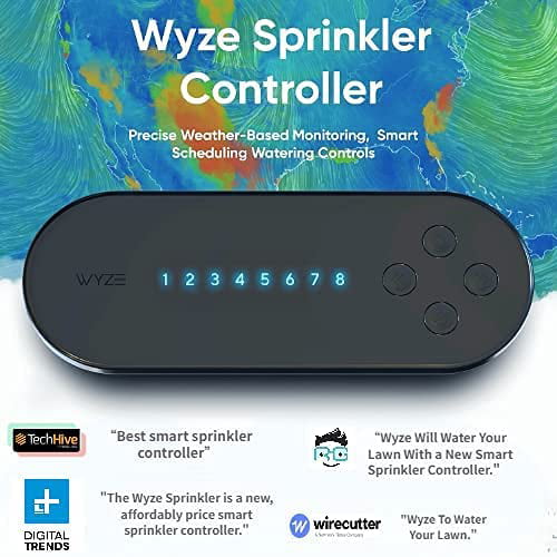 Wyze Smart Sprinkler Controller， 8 Zone Programmable Sprinkler Timer， Smart Watering System， Watering Timer (1 Year of Automatic Weather-Based Watering with Sprinkler Plus Included)