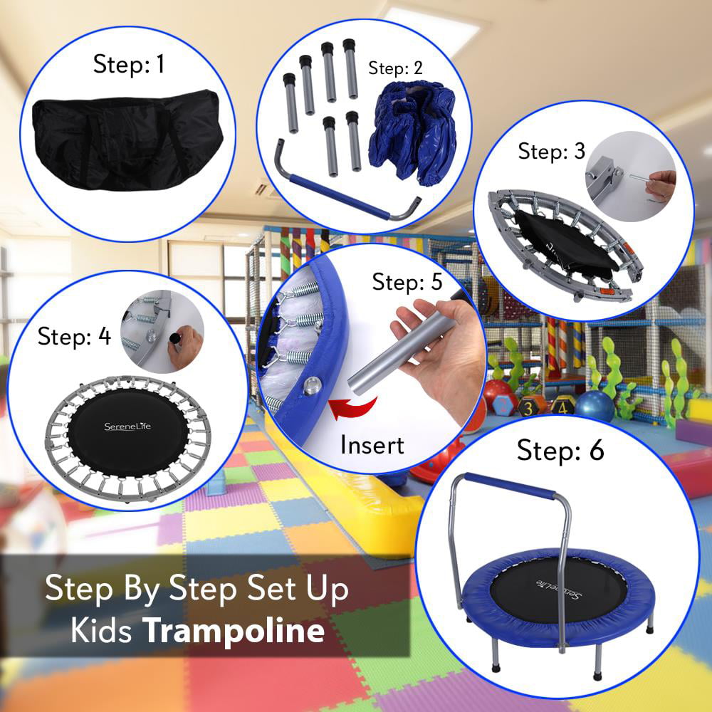 SereneLife SLSPT365 - Jumping Fun Sports Trampoline， Kids Size