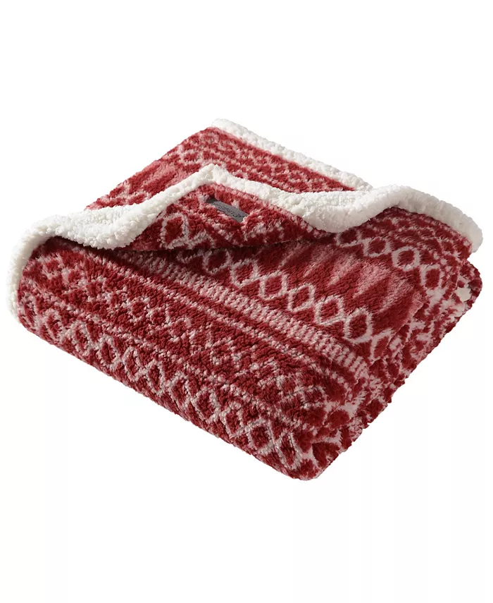 Eddie Bauer Alpine Fair Isle Sherpa Reversible Throw
