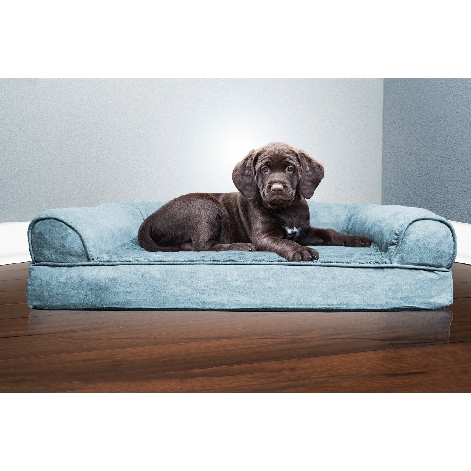 FurHaven | Orthopedic Ultra Plush Sofa Pet Bed for Dogs and Cats， Espresso， Large