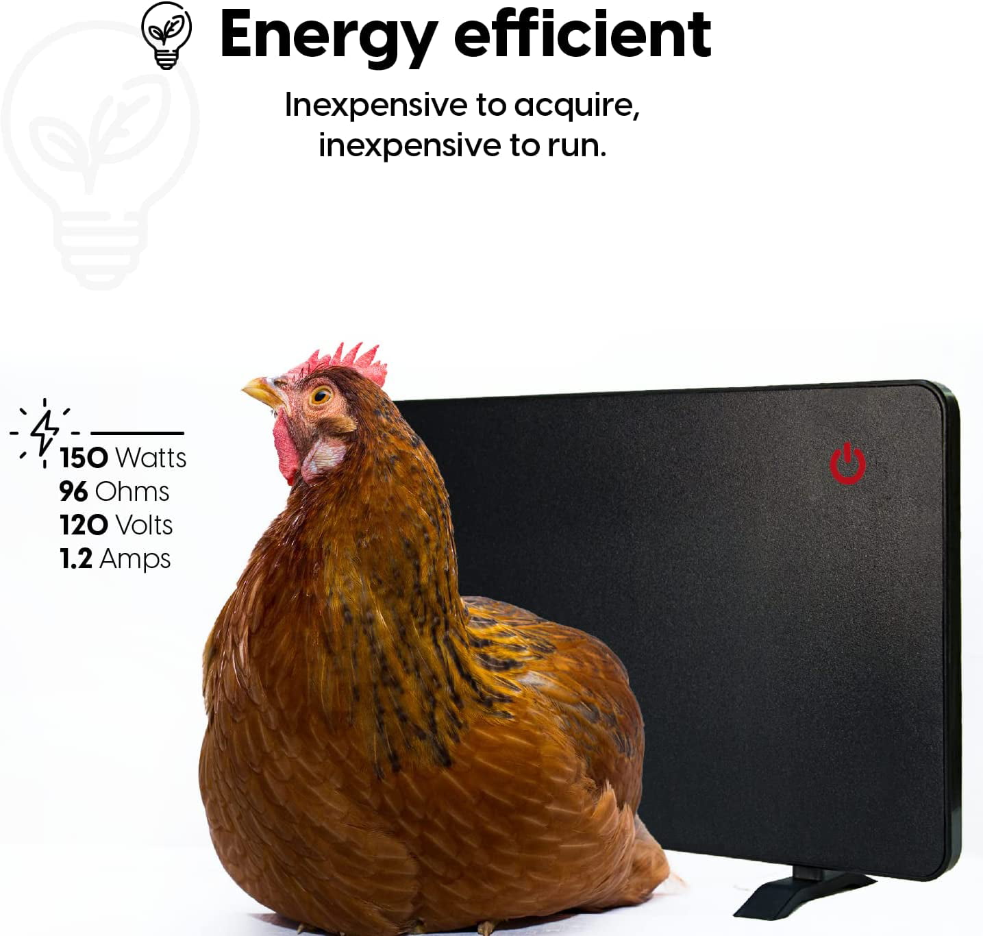 Econohome Safe Chicken Coop Heater， Safer Than Brooder Lamps， Gently Warm， 150 Watts， ETL Compliant for Safety - Also for Pets and Under Desk
