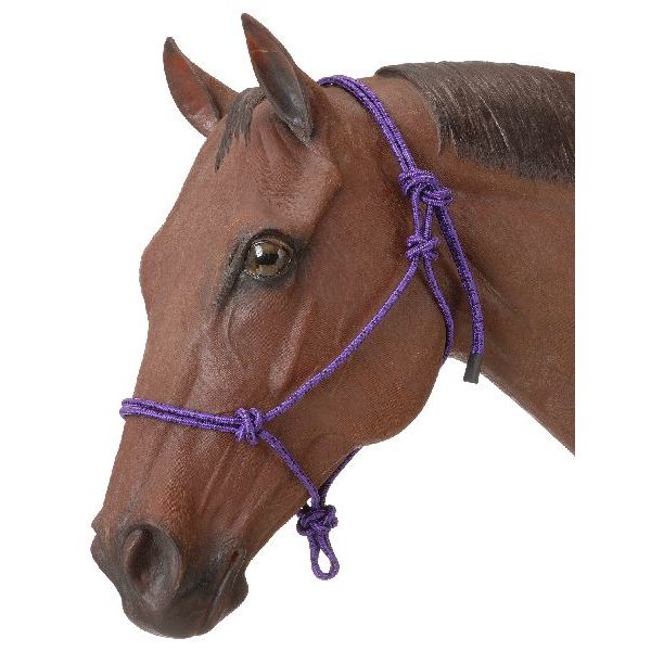 Tough 1 Horse Poly Rope Tied Halter， Purple