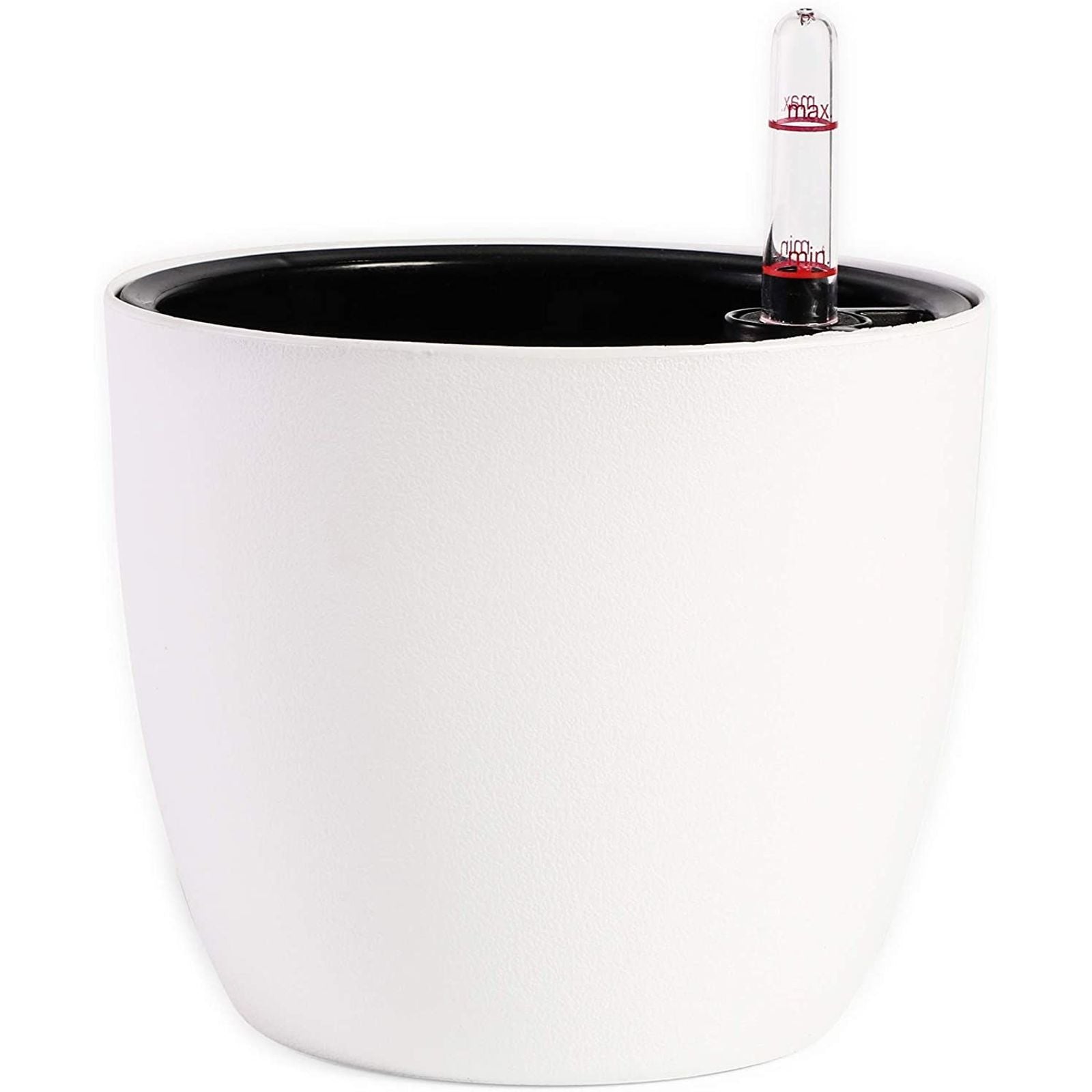 4 Pack Round Self Watering Pot Planter with Water Level Indicator for Indoor Plants and Outdoor Garden and Patio, White, 6.9 x 5.9 in.