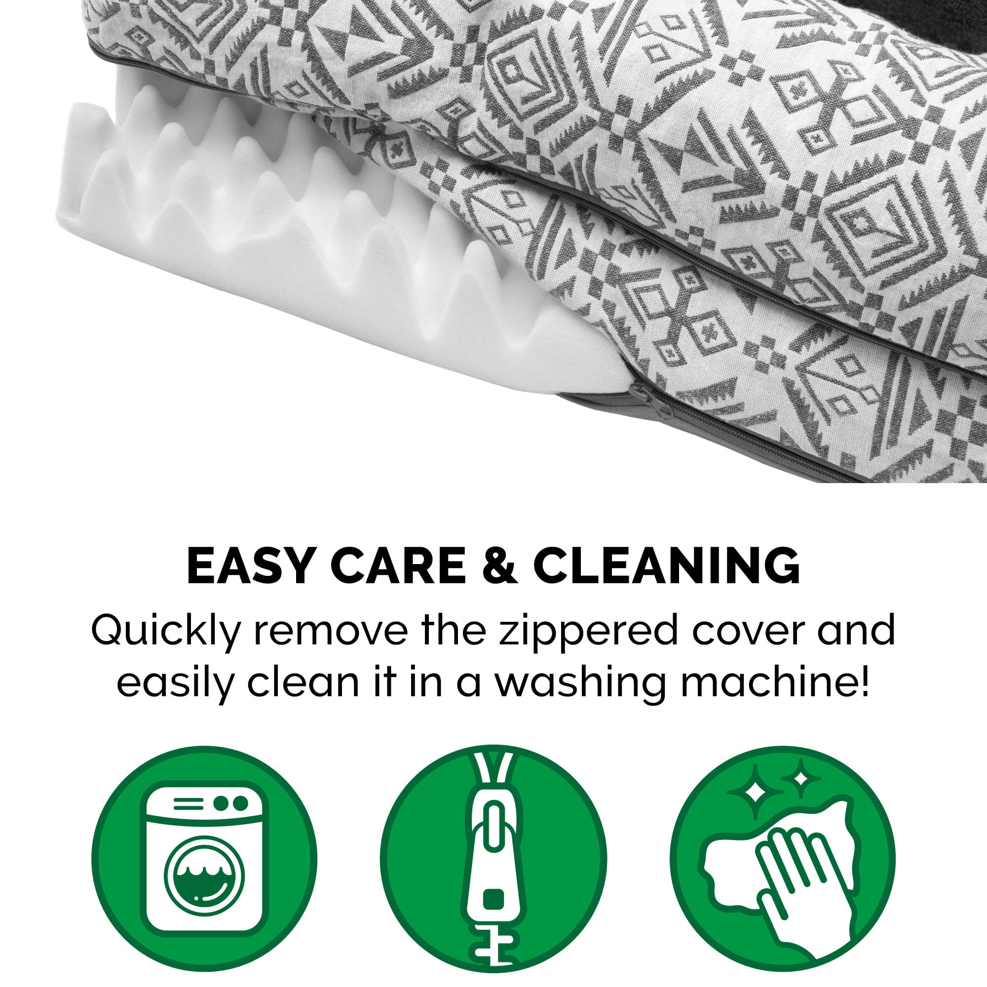 FurHaven Pet Products | Deluxe Orthopedic Southwest Kilim L-Chaise Lounge Pet Bed for Dogs and Cats - Boulder Gray， Medium