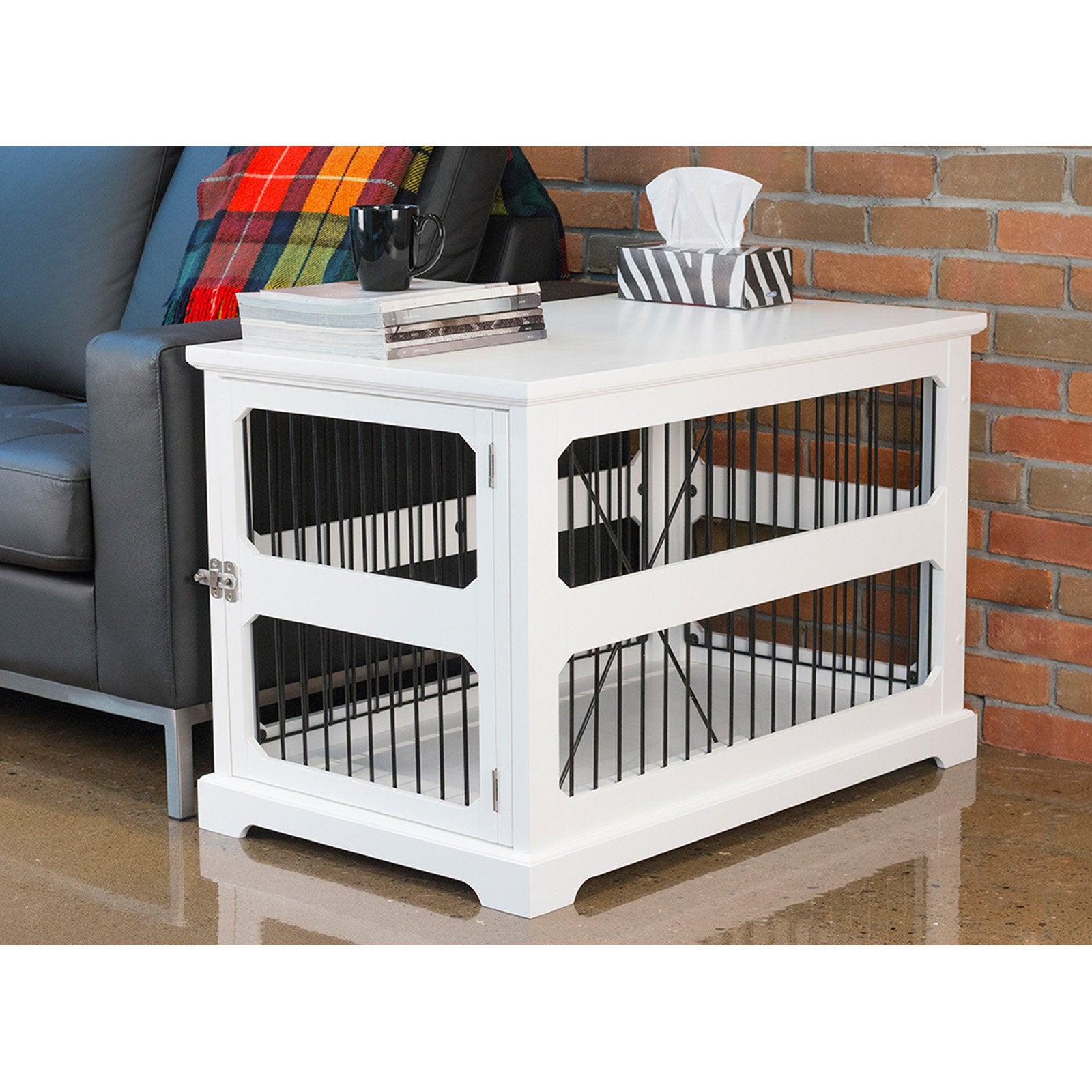Merry Products Slide Aside Crate And End Table， White， Medium