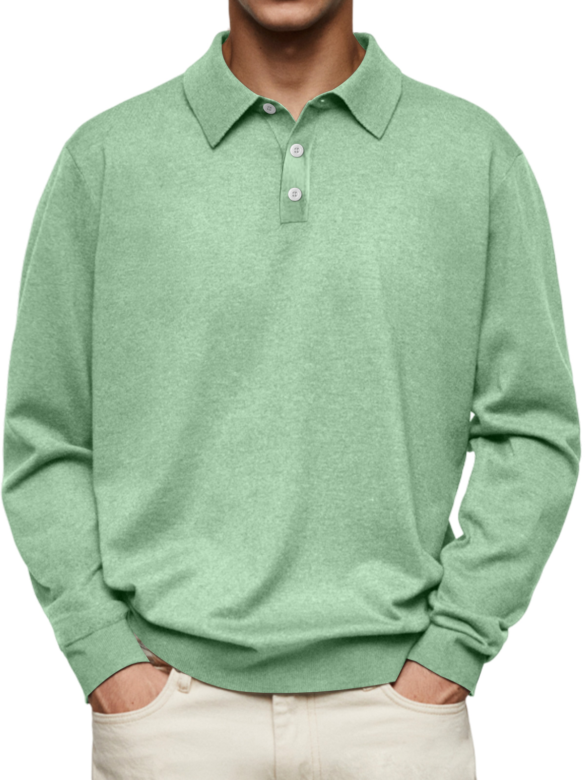 🎄Christmas Sale🔥 Men's Casual and Comfortable Solid Color Lapel Long Sleeve POLO Shirt