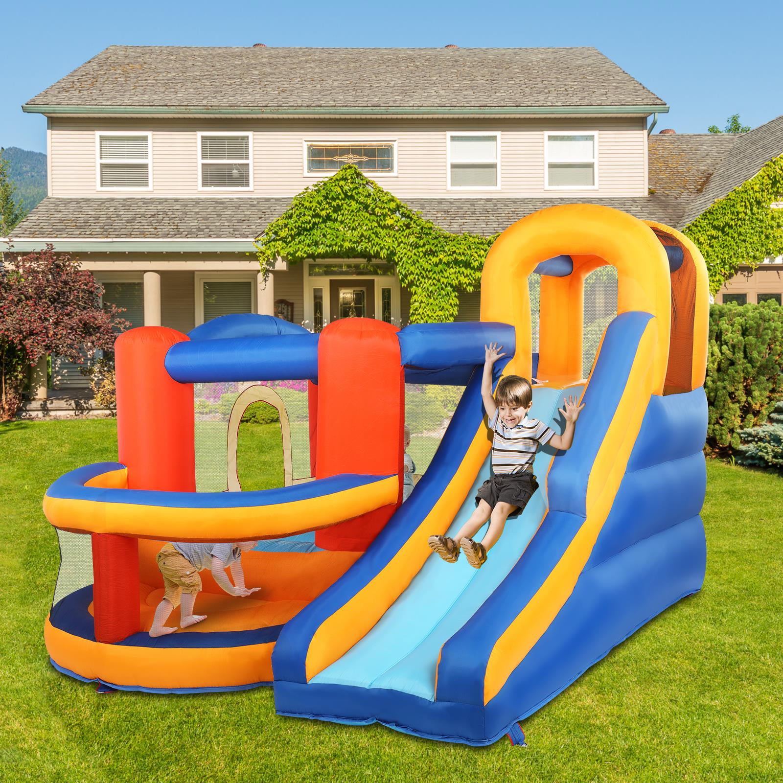 Ktaxon Kids Inflatable Bounce House Castle Ball Pit Jumper Play Slide Without Blower