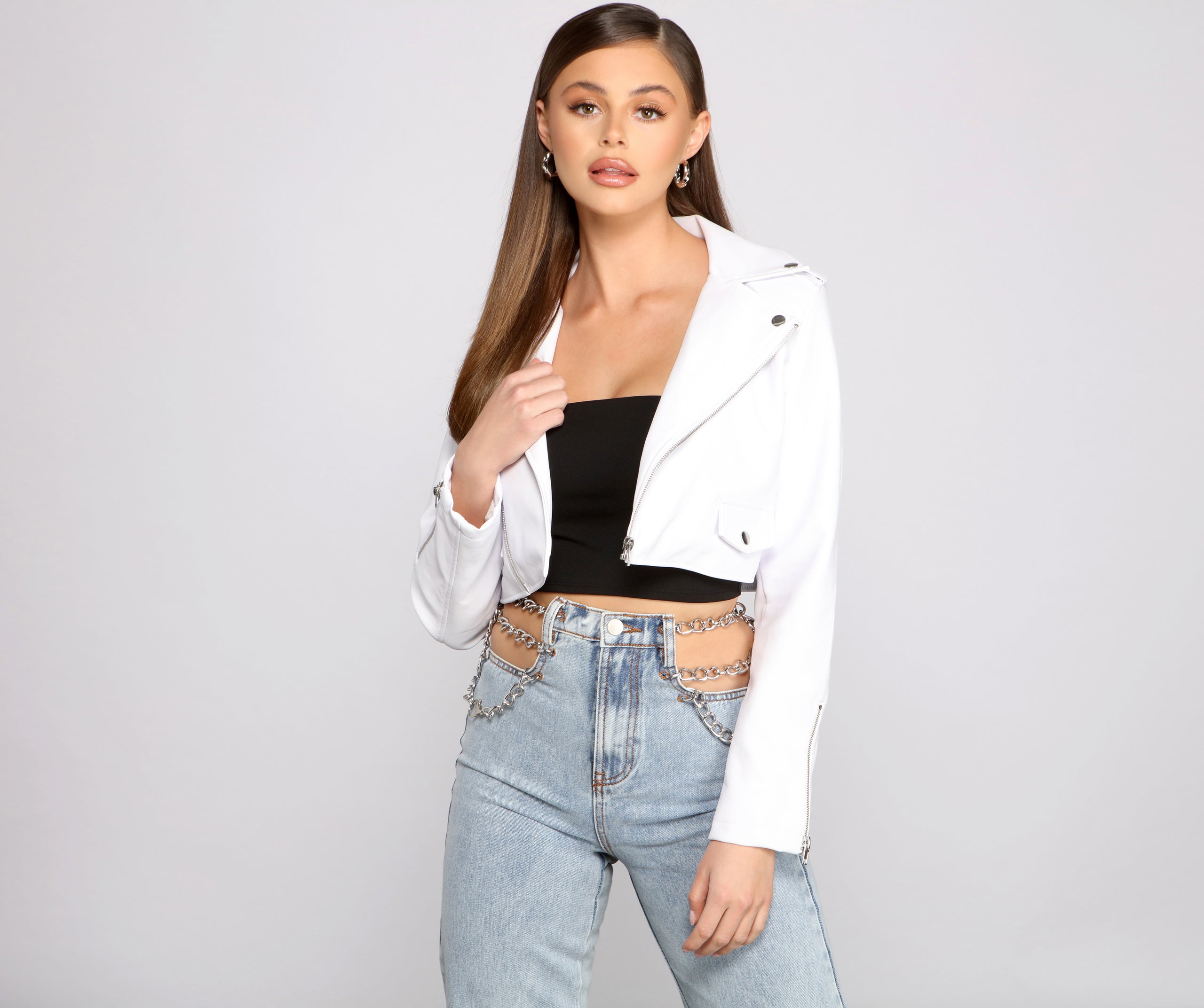 Edgy Chic Faux Leather Moto Jacket