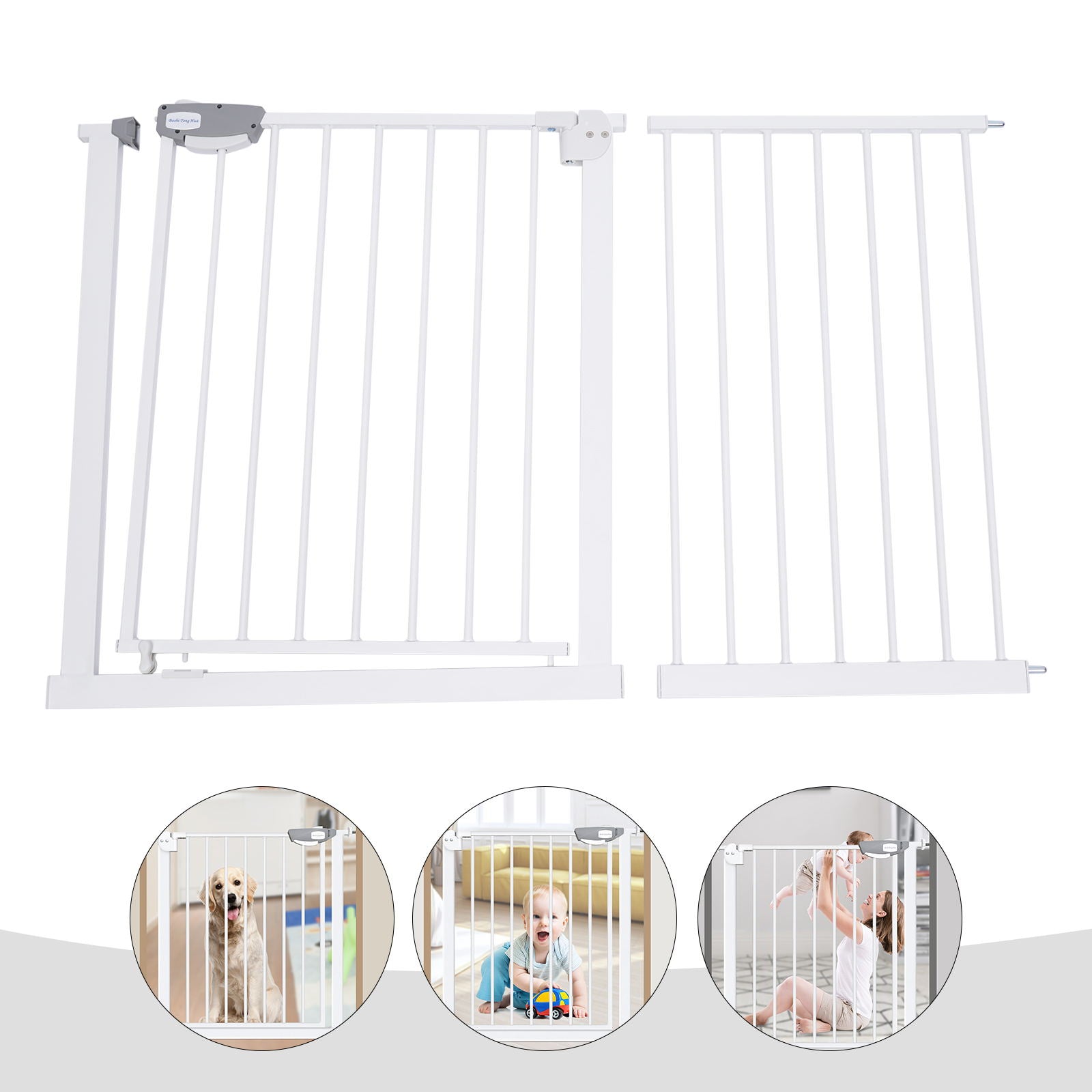Wuzstar Double Locking Baby Gate Pet Safety Gate for Stairs and Doorways NO Drilling