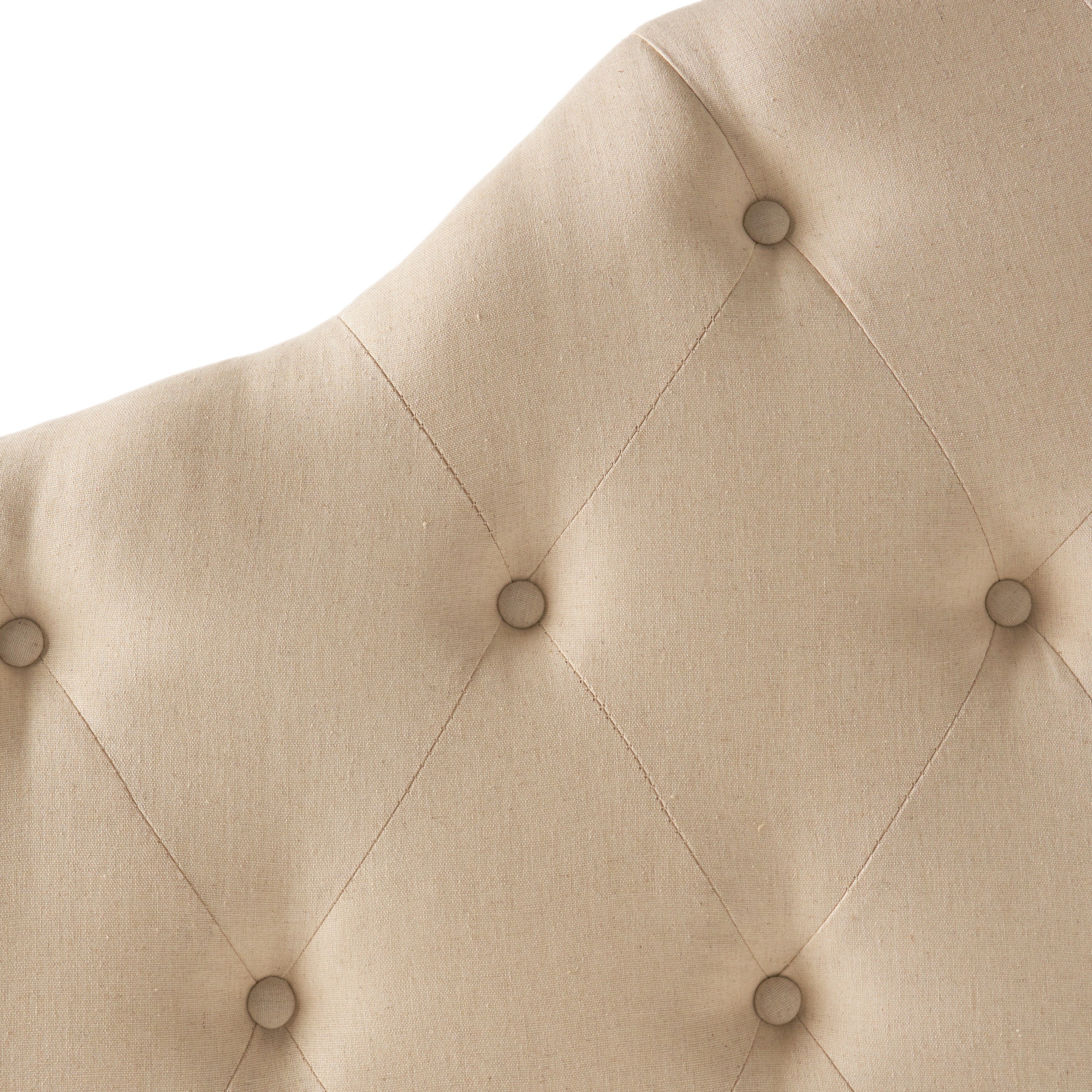 Orlban Contemporary Button Tufted Beige Fabric Queen/Full Headboard
